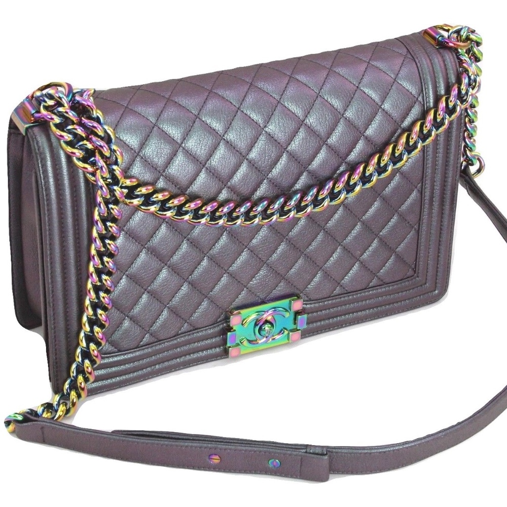 CHANEL Mermaid Purple Iridescent Flap Boy Bag